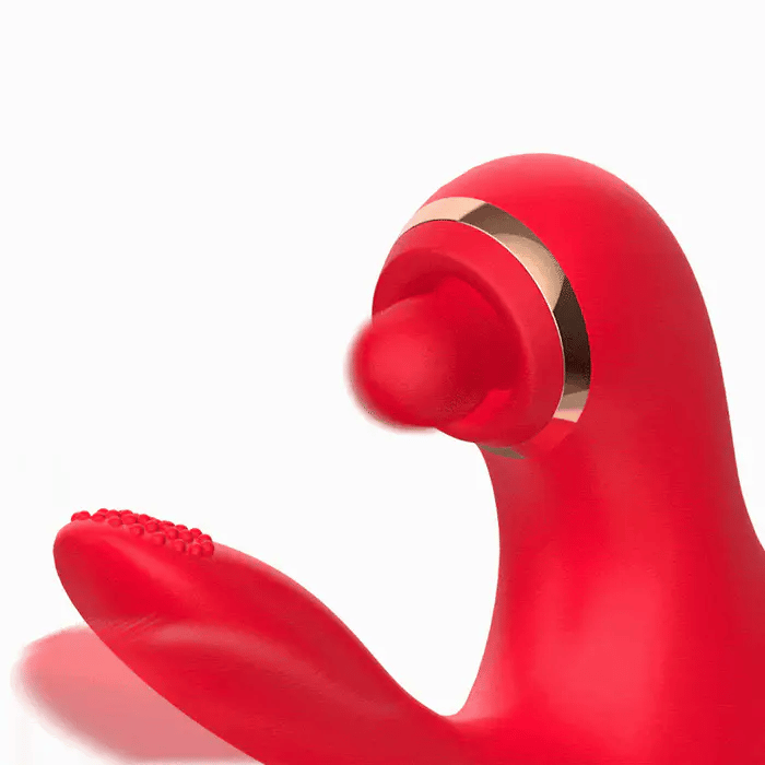 5 IN 1 thrusting vibrator with licking, vibration, heating and clit tapping
