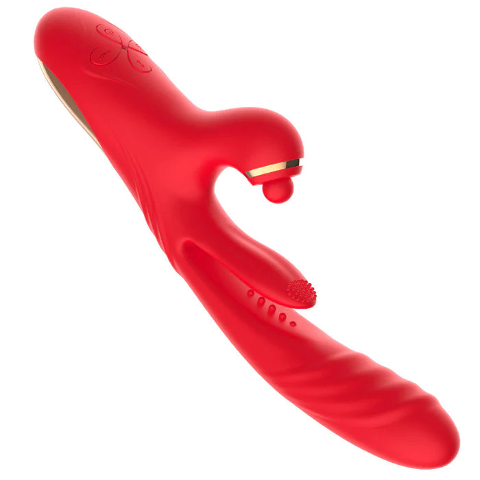 5 IN 1 thrusting vibrator with licking, vibration, heating and clit tapping