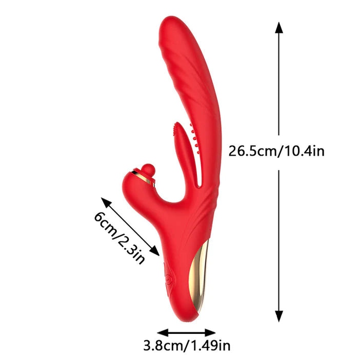 5 IN 1 thrusting vibrator with licking, vibration, heating and clit tapping