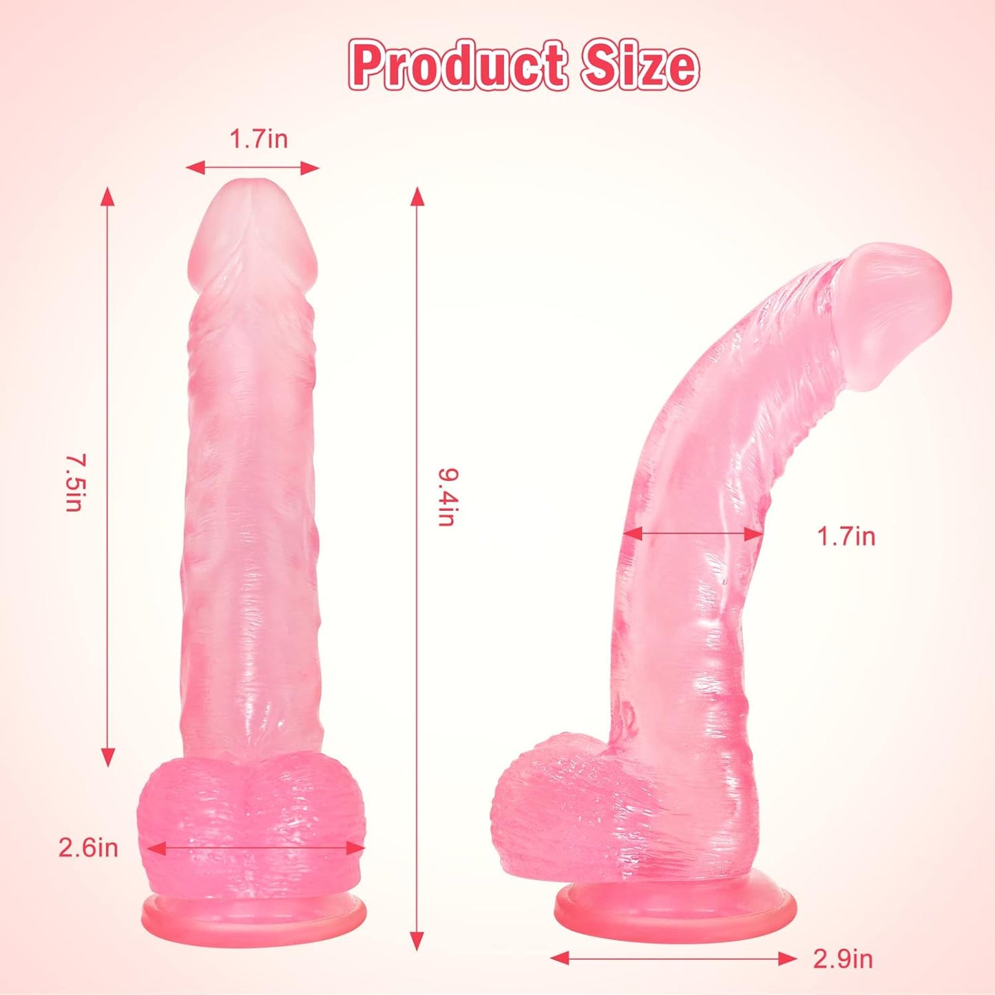Pink Jelly Realistic Dildo 9 Inch