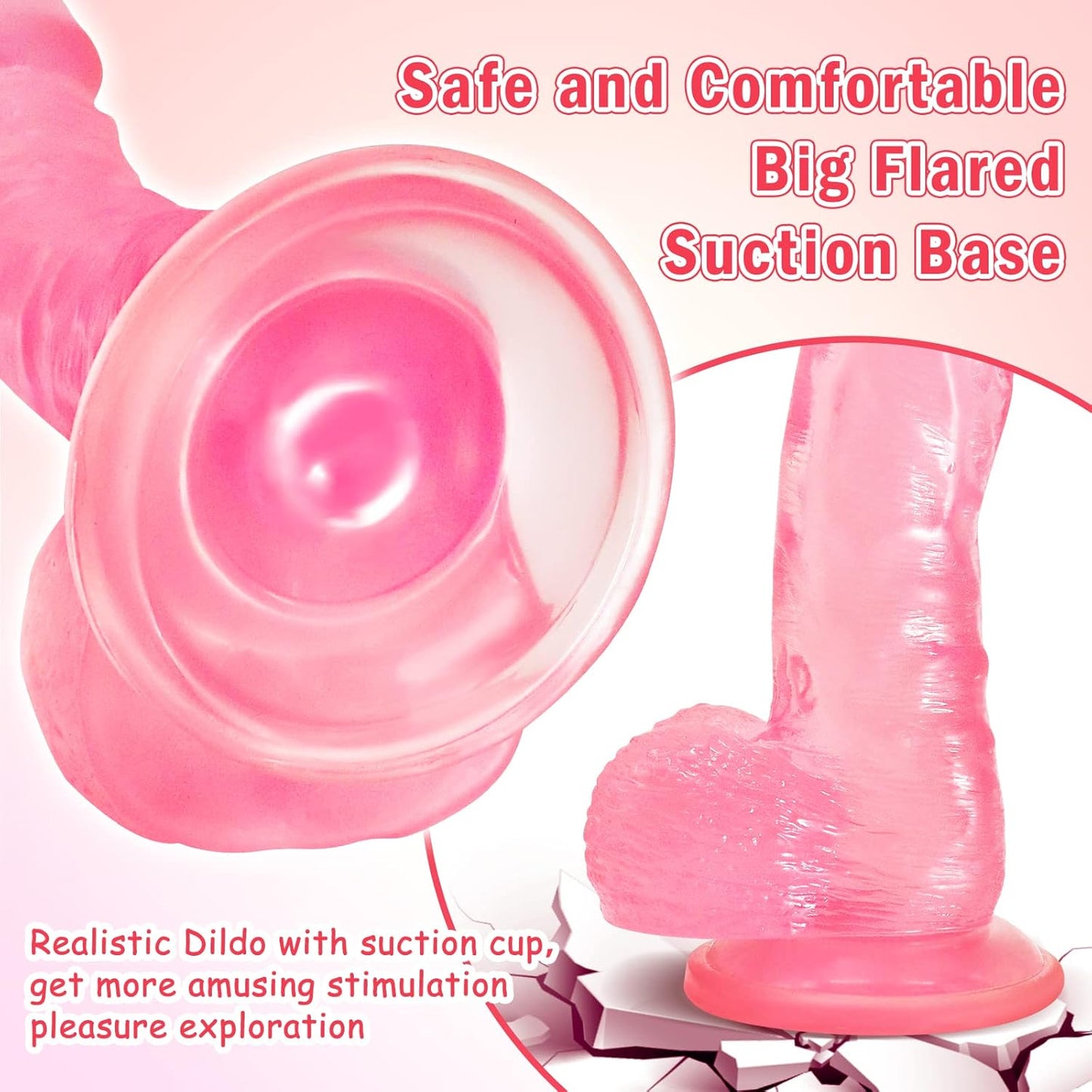 Pink Jelly Realistic Dildo 9 Inch