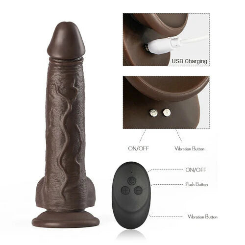 Realistic Vibrating Dildo Black 12 inch