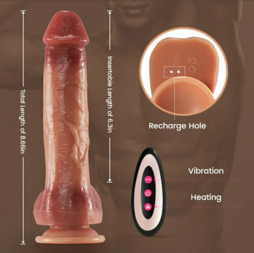 3-IN-1 Heating Thrusting Vibration Realistic Dildo 7.8in