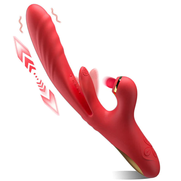 5 IN 1 thrusting vibrator with licking, vibration, heating and clit tapping